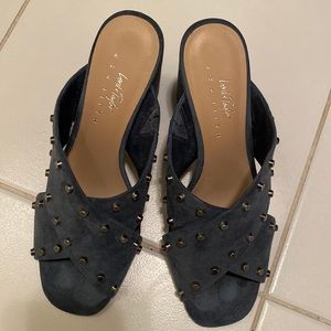 Lord & Taylor blue suede block heels - gently worn